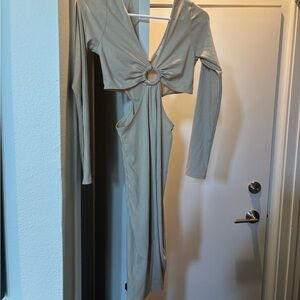 Lush Blue Ruched Long Sleeve Bodycon Dress